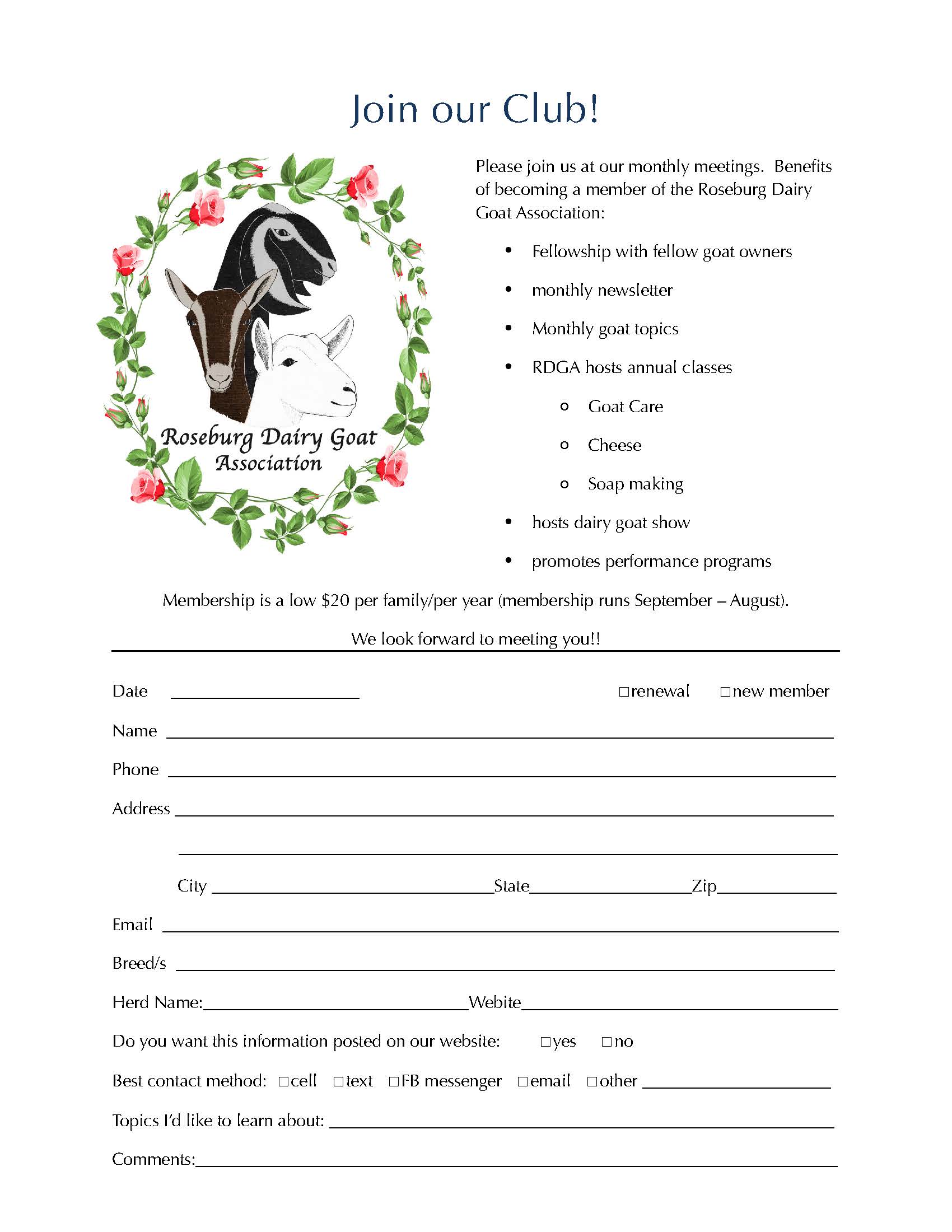 membership form